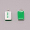 Resin Pendants, with Iron Finding, Imitation Mahjong Tiles, Green, Rectangle, Two of Bamboos, 19.5~20.5x11.5x7~7.5mm, Hole: 2mm