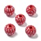 Christmas Printed Schima Wood European Beads, Round, Red, 16x14.5mm, Hole: 4.5mm