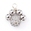 Brass Micro Pave Clear Cubic Zirconia Charms PALLOY-JF00638-02-1