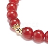 Natural Carnelian(Dyed & Heated) & Strawberry Quartz Beaded Stretch Bracelet with Glass Strawberry Charms for Women BJEW-JB09026-3