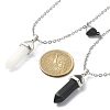 2Pcs 2 Style Natural Black Obsidian & White Jade Bullet Pendant Necklaces Set NJEW-TA00095-02-2