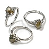 Oval Natural Labradorite Adjustable Rings RJEW-Q818-01P-08A-1