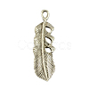 Tibetan Style Alloy Feather Pendants TIBEP-24002-AS-RS-1