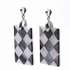 Single-Sided Natural Black Lip Shell and White Shell Pendants SSHEL-N034-31B-3