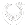 5Pcs 5 Style Heart & Bowknot & Cross Clear Cubic Zirconia Pendant Necklaces Set NJEW-JN04145-1