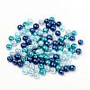 Carribean Blue Mix Pearlized Glass Pearl Beads HY-X006-6mm-03-2