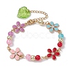 Zinc Alloy Flower Flower Link Chain Bracelets BJEW-JB10006-1
