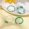 4Pcs 4 Style Glass Seed Beaded Stretch Finger Rings RJEW-JR00661-01-2