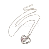 Colorful Rhinestone Heart with Unicorn Pandant Necklace with Cable Chains NJEW-K246-01P-1