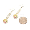 Shell Pearl with Enamel Lemon Dangle Earrings EJEW-TA00071-4