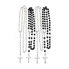 DICOSMETIC 4Pcs 2 Colors ABS Plastic Imitation Pearl Rosary Bead Necklaces Set NJEW-DC0001-04-8