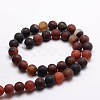 Dyed Frosted Natural Agate Round Beads Strands G-E322B-8mm-01-2