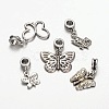 Mixed Tibetan Style Alloy  Butterfly European Dangle Charms PALLOY-JF00054-1