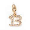 Brass Micro Pave Cubic Zirconia European Dangle Charms ZIRC-E164-52G-1