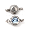 304 Stainless Steel Single Rhinestone Connector Charms STAS-E194-13P-12-2