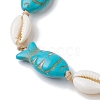 Natural Shell & Synthetic Turquoise Braided Bead Anklets AJEW-AN00562-5