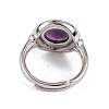 Natural Amethyst Round Adjustable Rings RJEW-K271-04P-08-4