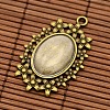 Vintage Tibetan Style Alloy Flower Pendant Cabochon Bezel Settings and Transparent Oval Glass Cabochons DIY-X0225-AB-NF-3