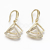 Brass Micro Pave Clear Cubic Zirconia Dangle Earrings KK-R117-015-NF-1