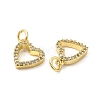 Brass Micro Pave Clear Cubic Zirconia Charms KK-E068-VB174-2