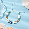 Summer Beach Shell & Synthetic Turquoise Braided Bead Bracelets BJEW-JB10373-2