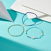 3Pcs 3 Style Natural Pearl & Glass Seed Beaded Stretch Bracelets Set for Women BJEW-JB08891-2