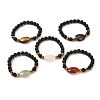 Natural Lava Rock & Oval Mixed Stone Beads Stretch Bracelet BJEW-JB07077-1