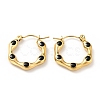 Ion Plating(IP) 304 Stainless Steel Hexagon Hoop Earrings with Enamel for Women EJEW-G293-17D-G-1