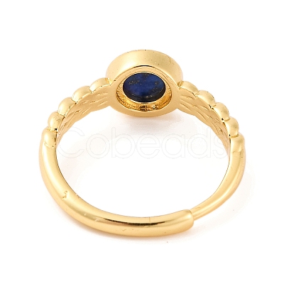 Round Natural Lapis Lazuli Adjustable Rings RJEW-Q817-03G-07-1