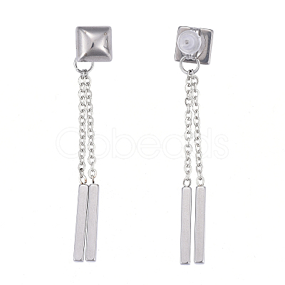 304 Stainless Steel Chain Tassel Earrings EJEW-I248-43-1