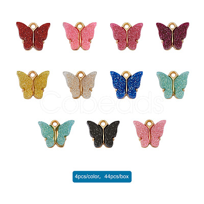 44Pcs 11 Colors Vintage Alloy Acrylic Charms PALLOY-TA0002-38-1