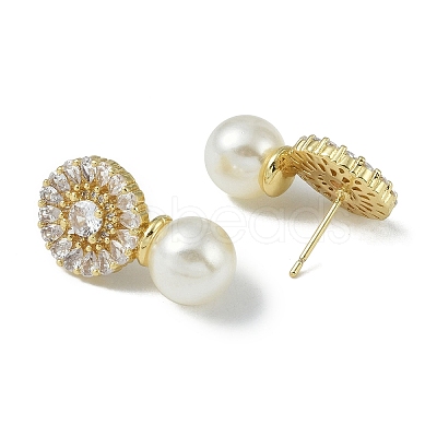 Rack Plating Brass With ABS Imitation Pearl Beads EJEW-U006-05G-1