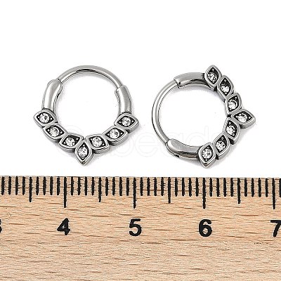 Horse Eye 316 Surgical Stainless Steel Clear Cubic Zirconia Hoop Earrings EJEW-G416-38AS-1