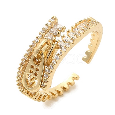 Brass Micro Pave Cubic Zirconia Cuff Rings RJEW-E295-48G-02-1