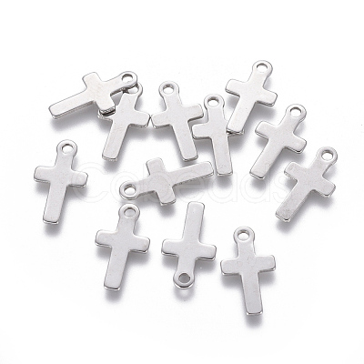 Tarnish Resistant 201 Stainless Steel Tiny Cross Charms STAS-L233-072P-1