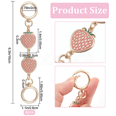 Alloy Enamel Strawberry Link Purse Strap Extenders PURS-WH0005-33KCG-1