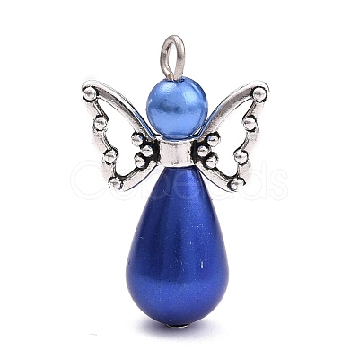 ABS Plastic & Acrylic Imitation Pearl Angel Pendants X-PALLOY-JF00550-1