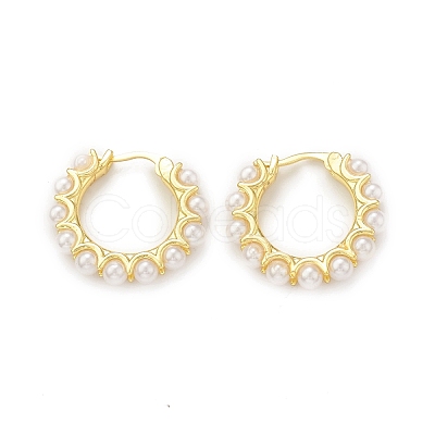 Plastic Imitation Pearl Beaded Hoop Earrings EJEW-G340-01G-1