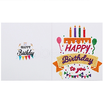 DIY Birthday Theme Diamond Painting Greeting Card Kits DIAM-PW0001-178A-1