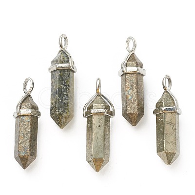 Natural Pyrite Pointed Pendants G-M378-01P-A37-1