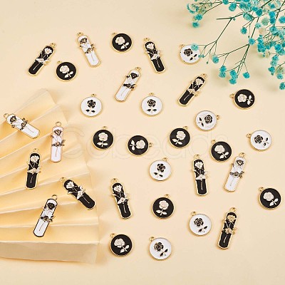 40Pcs 4 Style Alloy Enamel Pendants JX132A-1