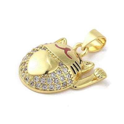 Rack Plating Brass Micro Pave Cubic Zirconia Pendants KK-C052-23G-1