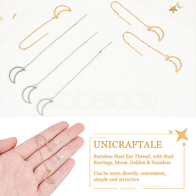 Unicraftale 8 Pairs 2 Colors 304 Stainless Steel Ear Thread EJEW-UN0002-05-1