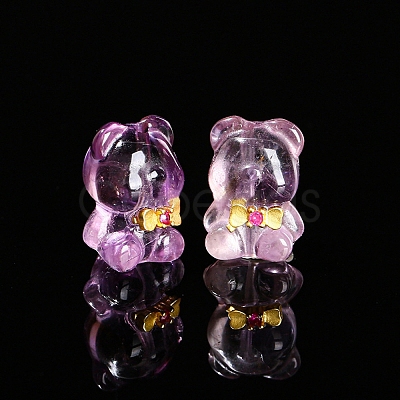 Natural Amethyst Carved Gentleman Bear Beads PW-WGDD3CD-01-1