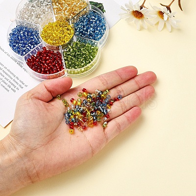 7 Colors Glass Round Seed Beads SEED-YW0001-24C-01-1