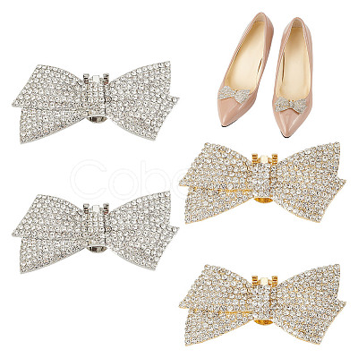 ARRICRAFT 4Pcs 2 Colors Bowknot Crystal Glass Rhinestone Shoe Decoration FIND-AR0004-55-1