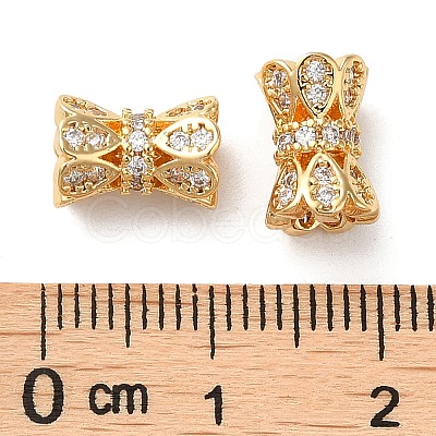 Brass Micro Pave Cubic Zirconia Beads KK-P239-32G-1