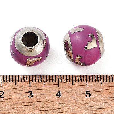 Platinum Plated Alloy Enamel European Beads FIND-E046-02P-1