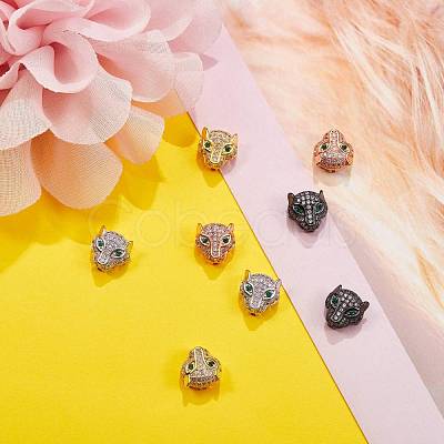 8Pcs 4 Color Rack Plating Hollow Brass Micro Pave Cubic Zirconia Beads sgZIRC-SZ0001-02-RS-1