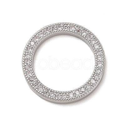 Rack Plating Brass Micro Pave Clear Cubic Zirconia Linking Rings KK-P261-06P-1